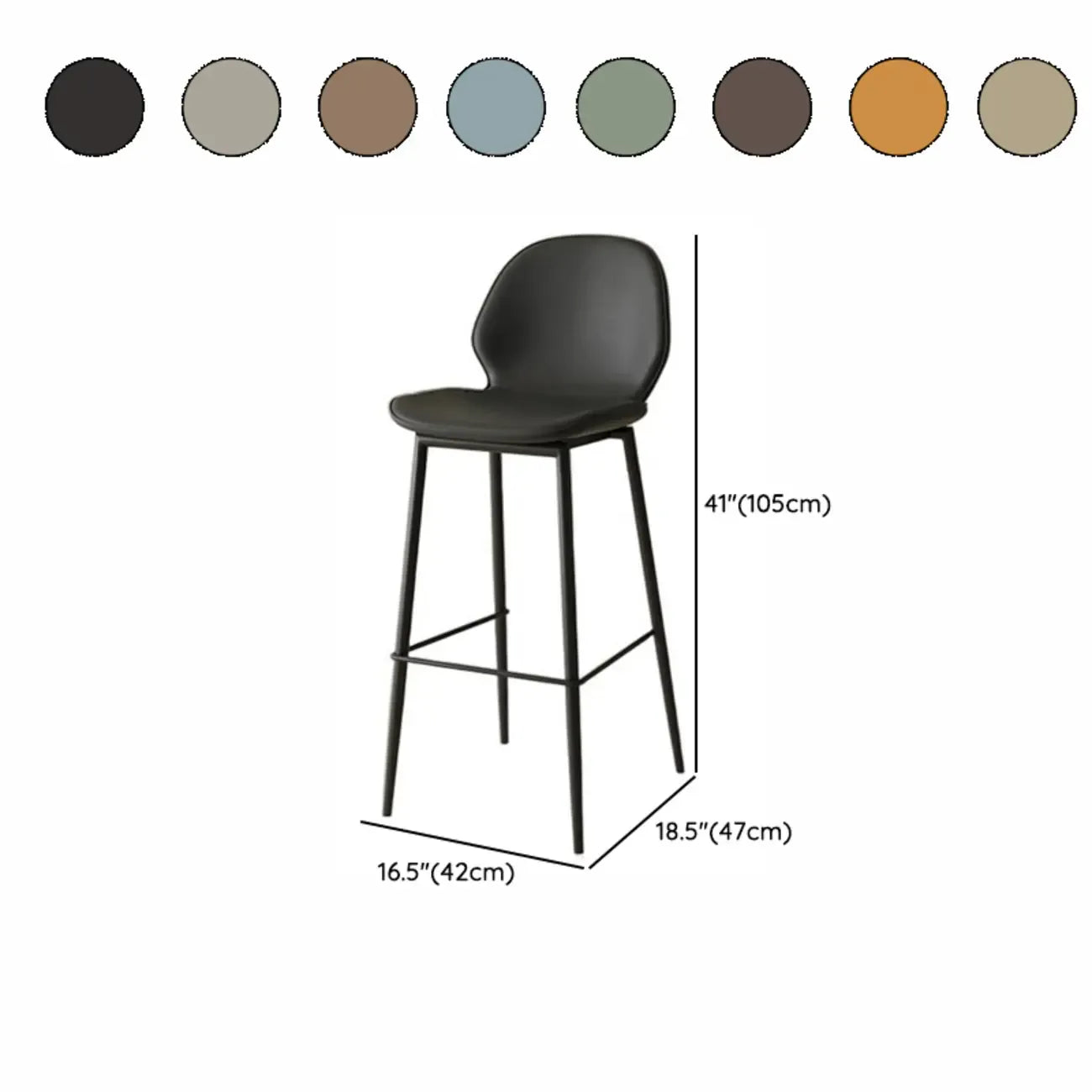 Saddle Orange Low Back Leather Bar Stools