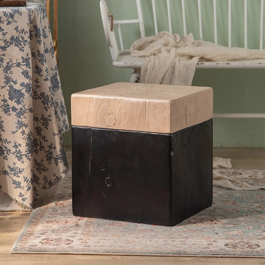 Elegant Drum Design White Wooden Side Table