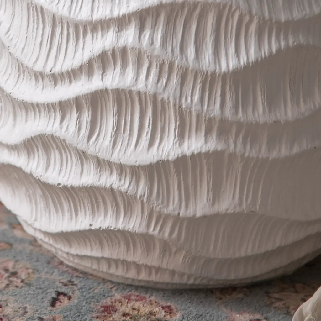 Elegant Drum Design White Wooden Side Table