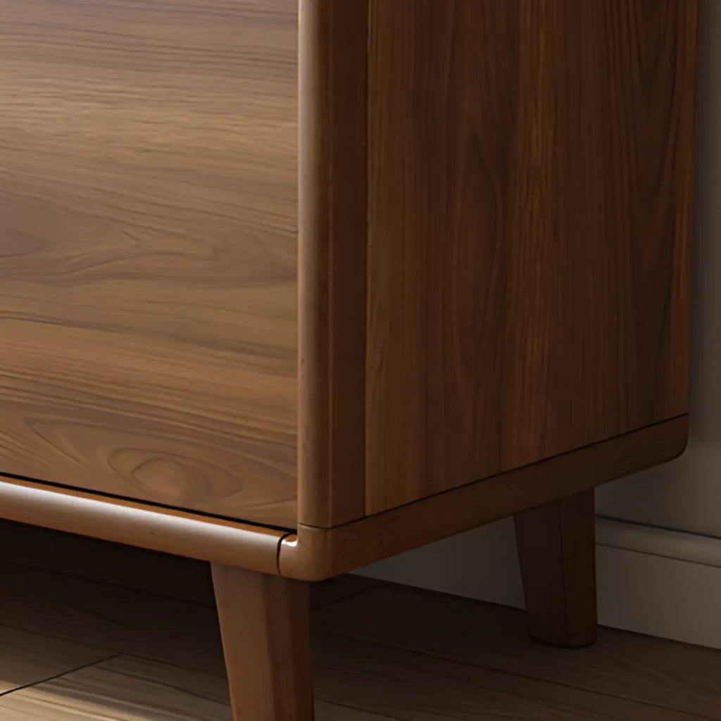Brown Wooden 3-Drawer Sliding Door Buffet Cabinet