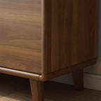 Brown Wooden 3-Drawer Sliding Door Buffet Cabinet