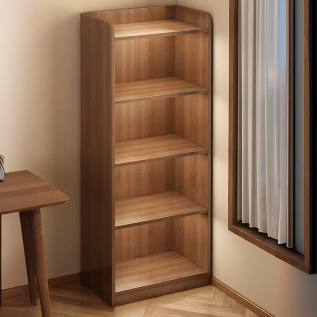 Brown Vertical Multi Tier Closed Back Wood Bookshelves