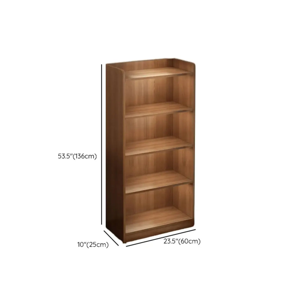 Brown Vertical Multi Tier Closed Back Wood Bookshelves