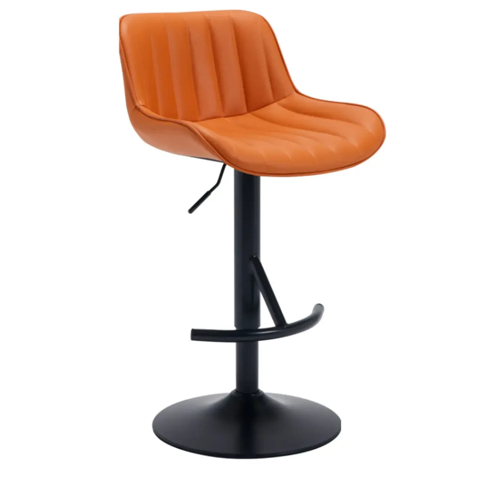 Industrial Modern Adjustable Pedestal Swivel Leather Bar Stools