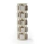 Cylindrical Movable 360° Rotating Wooden Bookshelf with Drawer