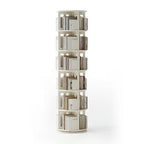 Cylindrical Movable 360° Rotating Wooden Bookshelf with Drawer