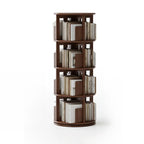 Cylindrical Movable 360° Rotating Wooden Bookshelf with Drawer