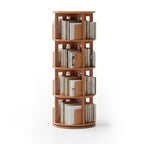 Cylindrical Movable 360° Rotating Wooden Bookshelf with Drawer