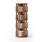Cylindrical Movable 360° Rotating Wooden Bookshelf with Drawer