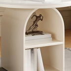 Modern Geometric Sintered Stone White 3-Tier Chairside Table