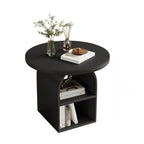 Modern Geometric Sintered Stone White 3-Tier Chairside Table