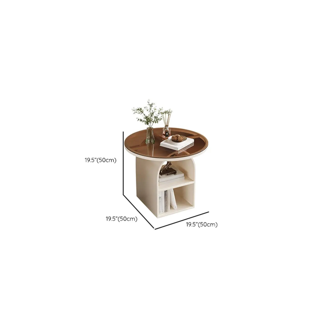Modern Geometric Sintered Stone White 3-Tier Chairside Table