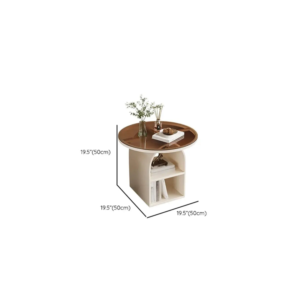 Modern Geometric Sintered Stone White 3-Tier Chairside Table