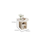 Modern Geometric Sintered Stone White 3-Tier Chairside Table