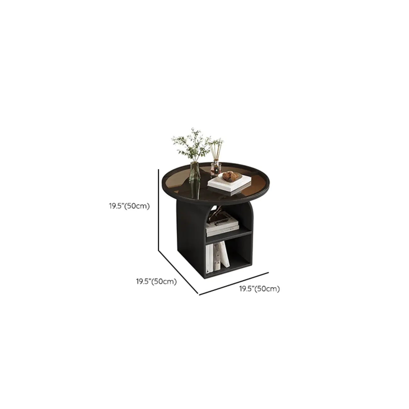 Modern Geometric Sintered Stone White 3-Tier Chairside Table