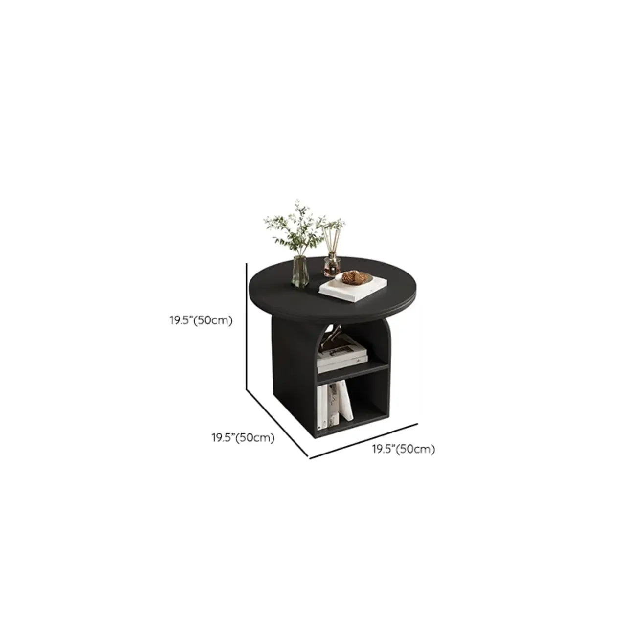 Modern Geometric Sintered Stone White 3-Tier Chairside Table