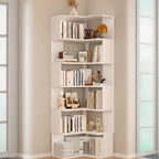 Manufactured Wood Corner Bookshelf with 6 Shelves