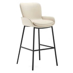 Simple Beige Leather Counter Bar Stools with Back