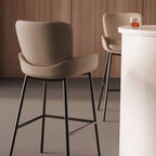 Simple Beige Leather Counter Bar Stools with Back
