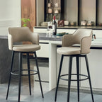 Mid-Century Modern Upholstered Bucket Seat Swivel Bar Stools