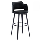 Mid-Century Modern Upholstered Bucket Seat Swivel Bar Stools