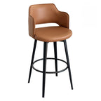 Mid-Century Modern Upholstered Bucket Seat Swivel Bar Stools