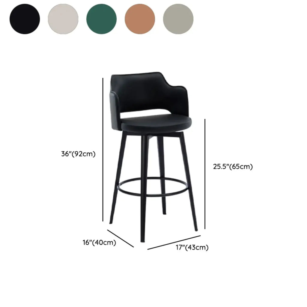 Mid-Century Modern Upholstered Bucket Seat Swivel Bar Stools