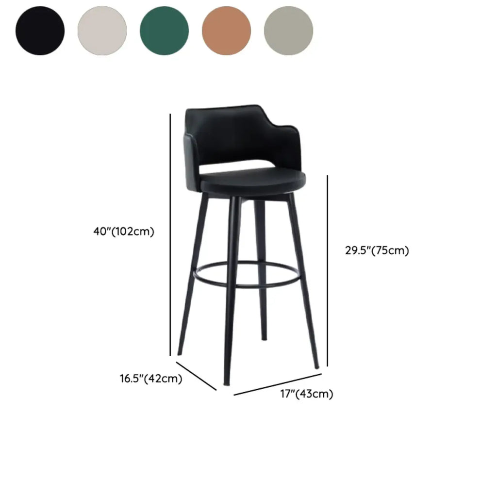 Mid-Century Modern Upholstered Bucket Seat Swivel Bar Stools