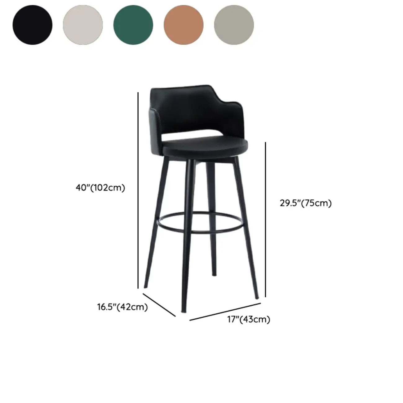 Mid-Century Modern Upholstered Bucket Seat Swivel Bar Stools