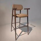 Square Four Legs Black Wood Leather Bar Stools
