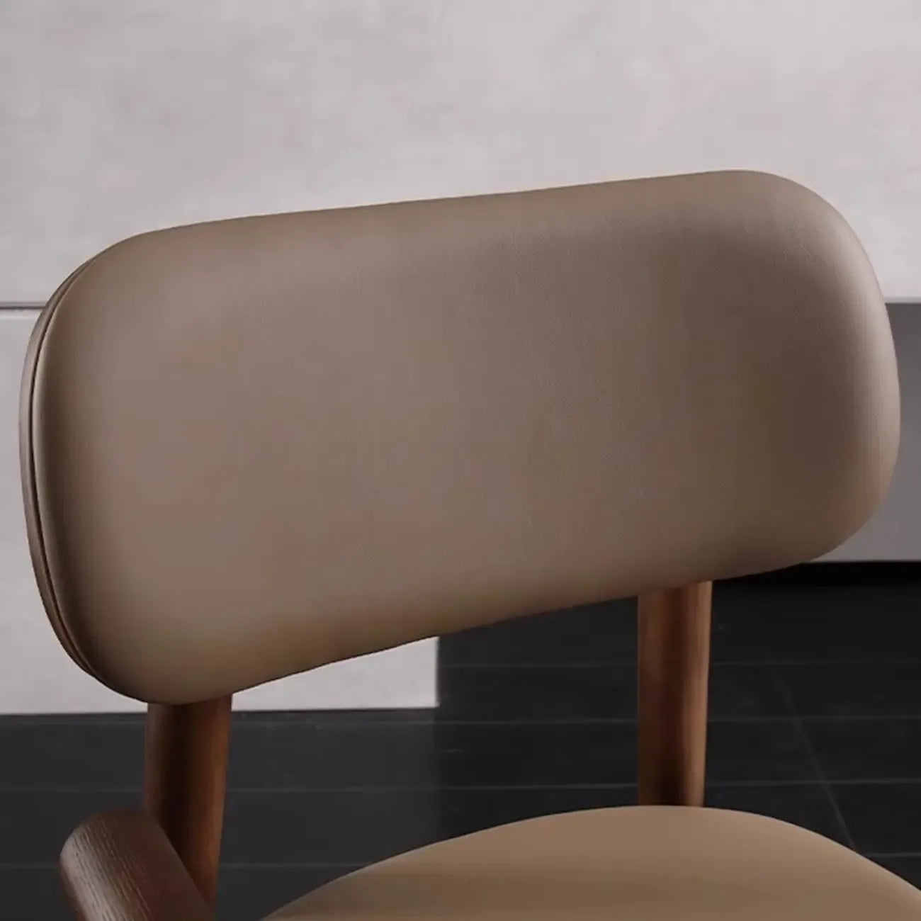 Square Four Legs Black Wood Leather Bar Stools