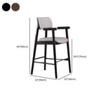 Square Four Legs Black Wood Leather Bar Stools