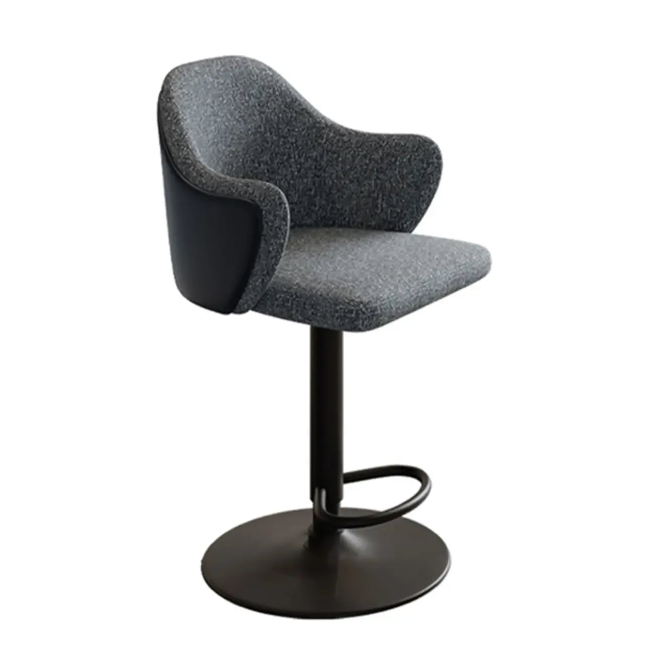 Minimalistic Upholstered Fabric Bar Stool with Arms