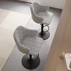 Minimalistic Upholstered Fabric Bar Stool with Arms