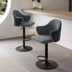 Minimalistic Upholstered Fabric Bar Stool with Arms
