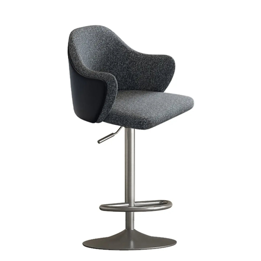 Minimalistic Upholstered Fabric Bar Stool with Arms