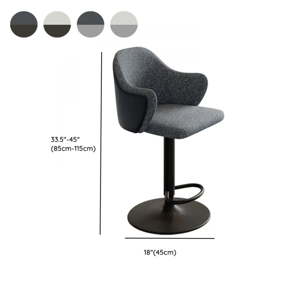 Minimalistic Upholstered Fabric Bar Stool with Arms