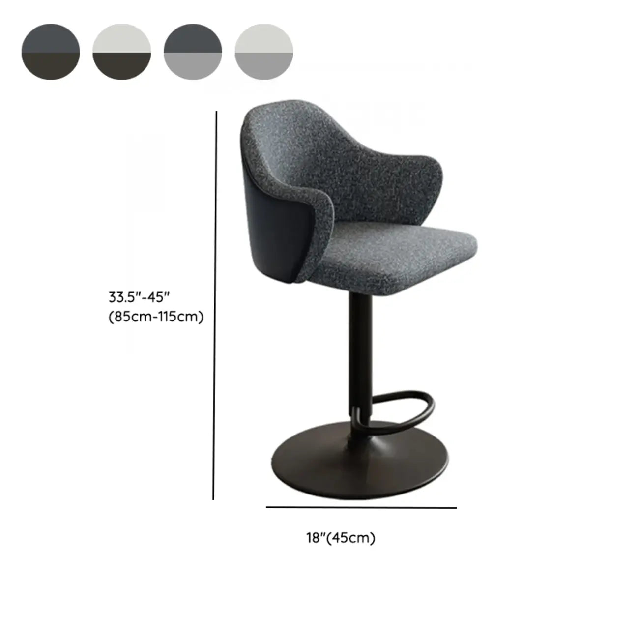 Minimalistic Upholstered Fabric Bar Stool with Arms