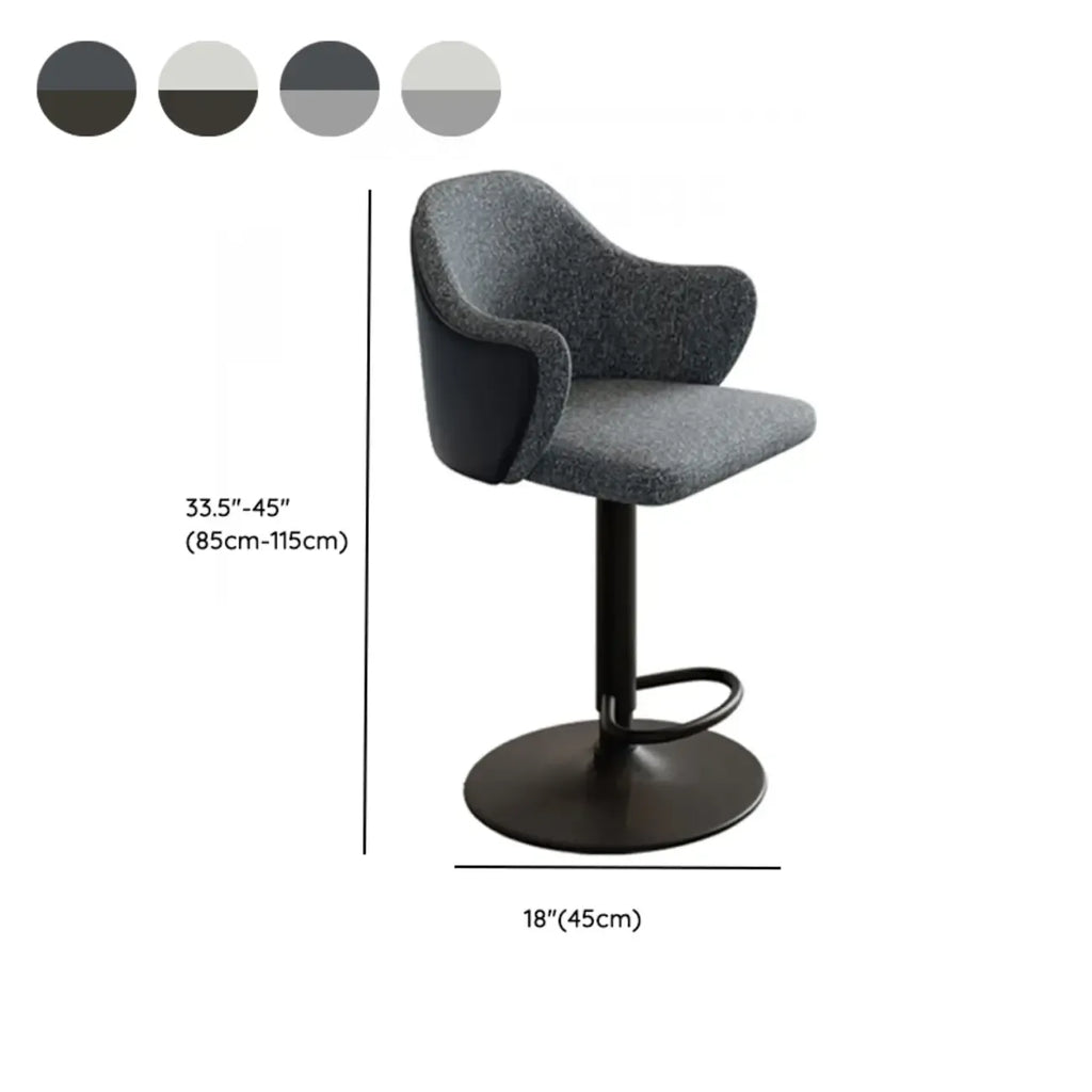 Minimalistic Upholstered Fabric Bar Stool with Arms