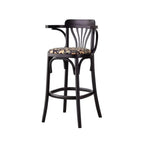 Mid-Century Wooden Round Upholstered Bar Stools with Back
