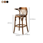 Mid-Century Wooden Round Upholstered Bar Stools with Back