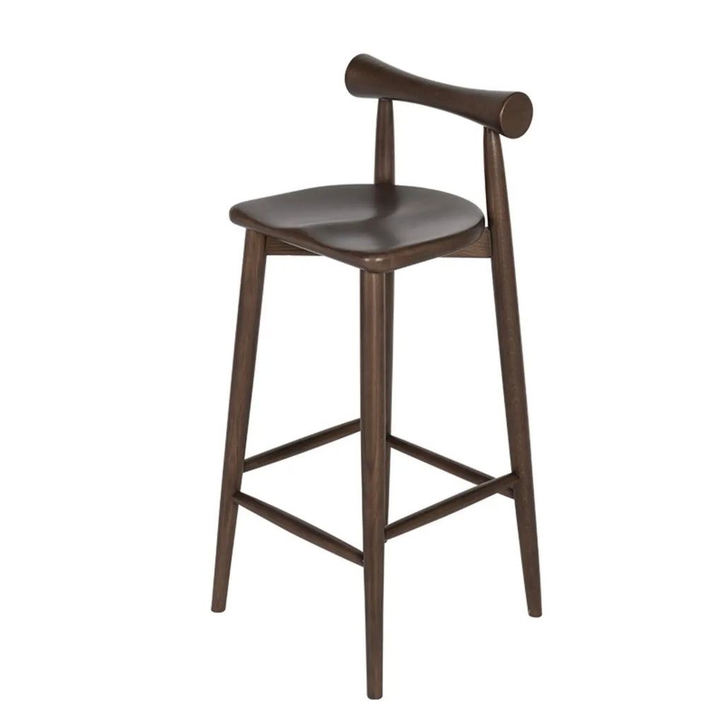 Minimalist Black Wooden Bar Stools with Backs