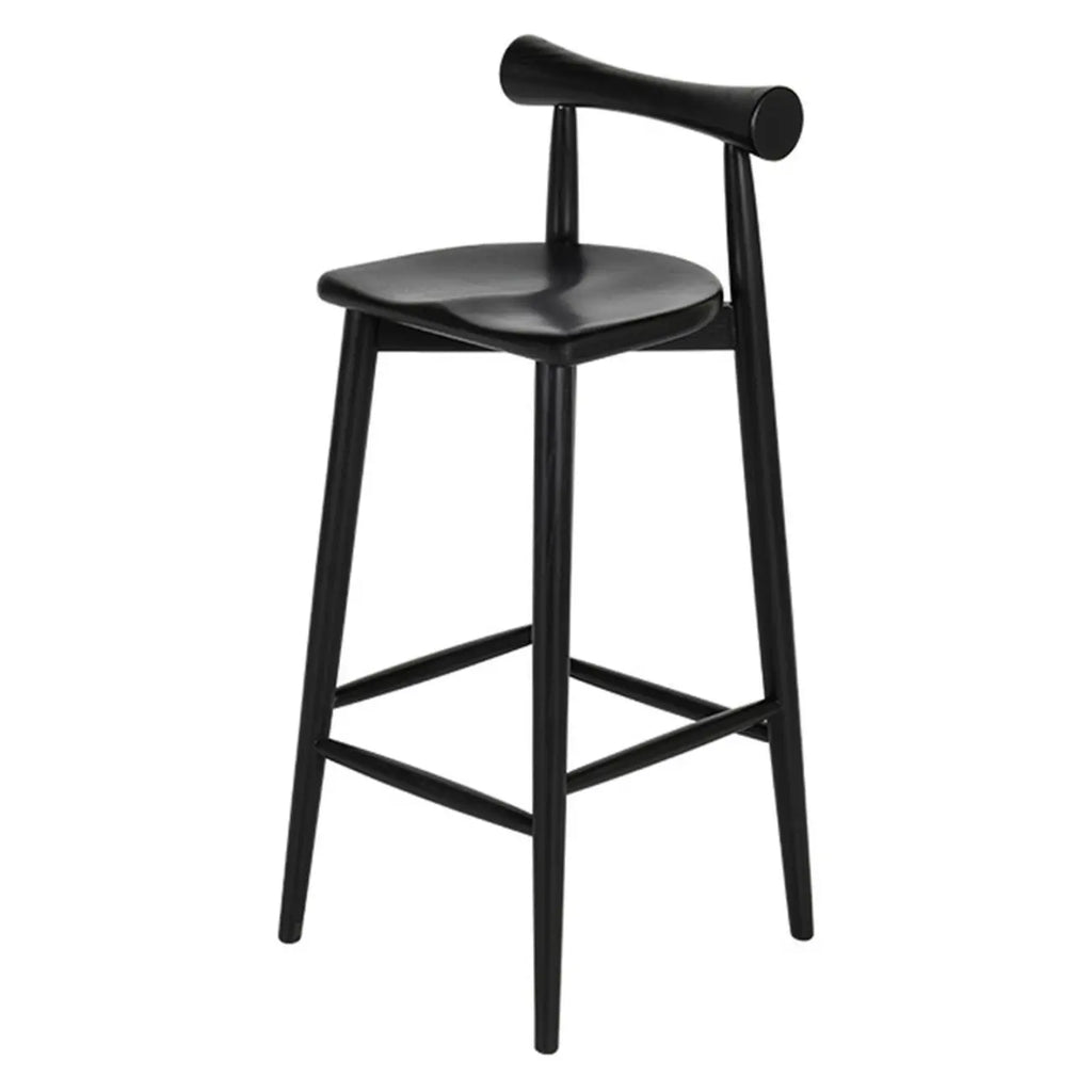 Minimalist Black Wooden Bar Stools with Backs