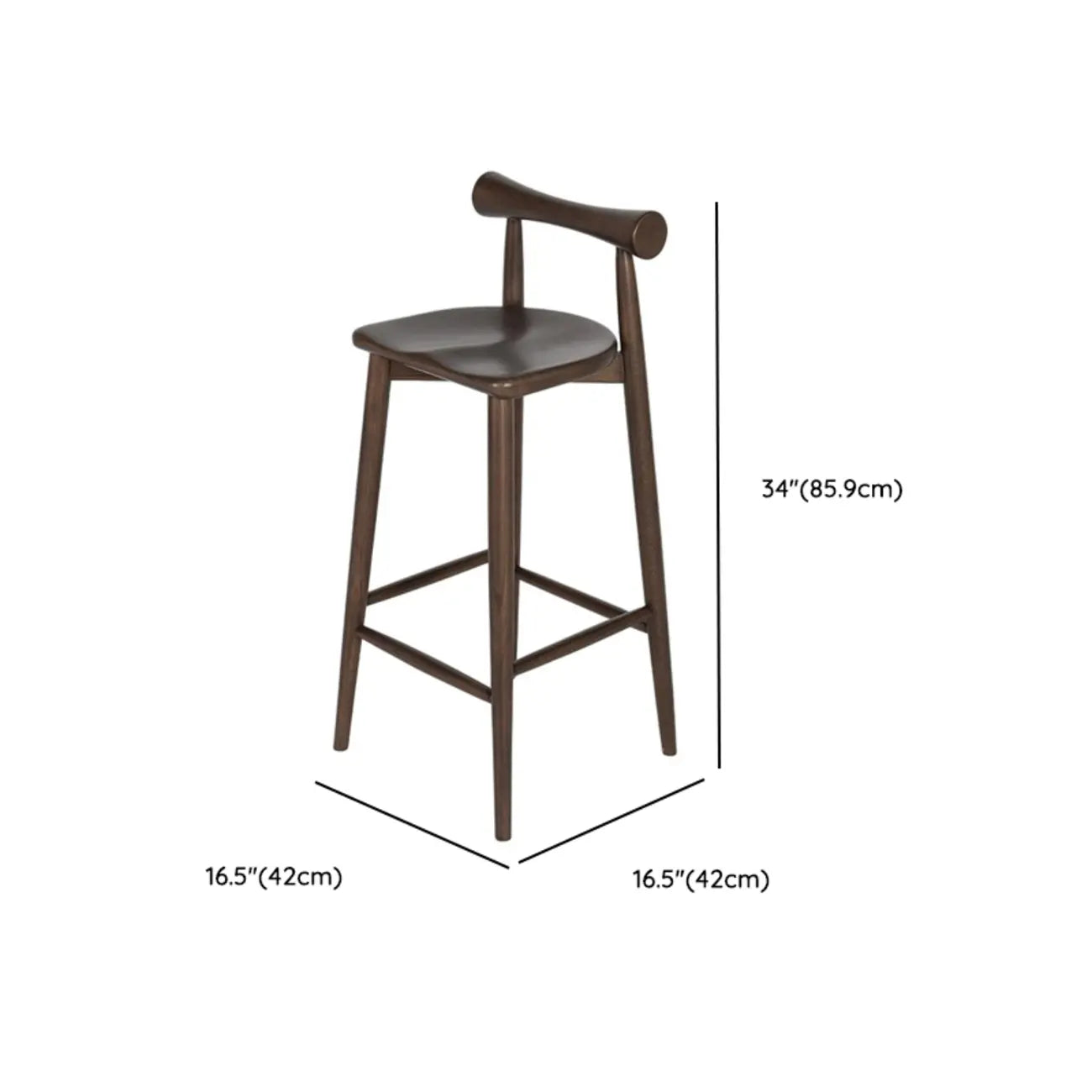 Minimalist Black Wooden Bar Stools with Backs