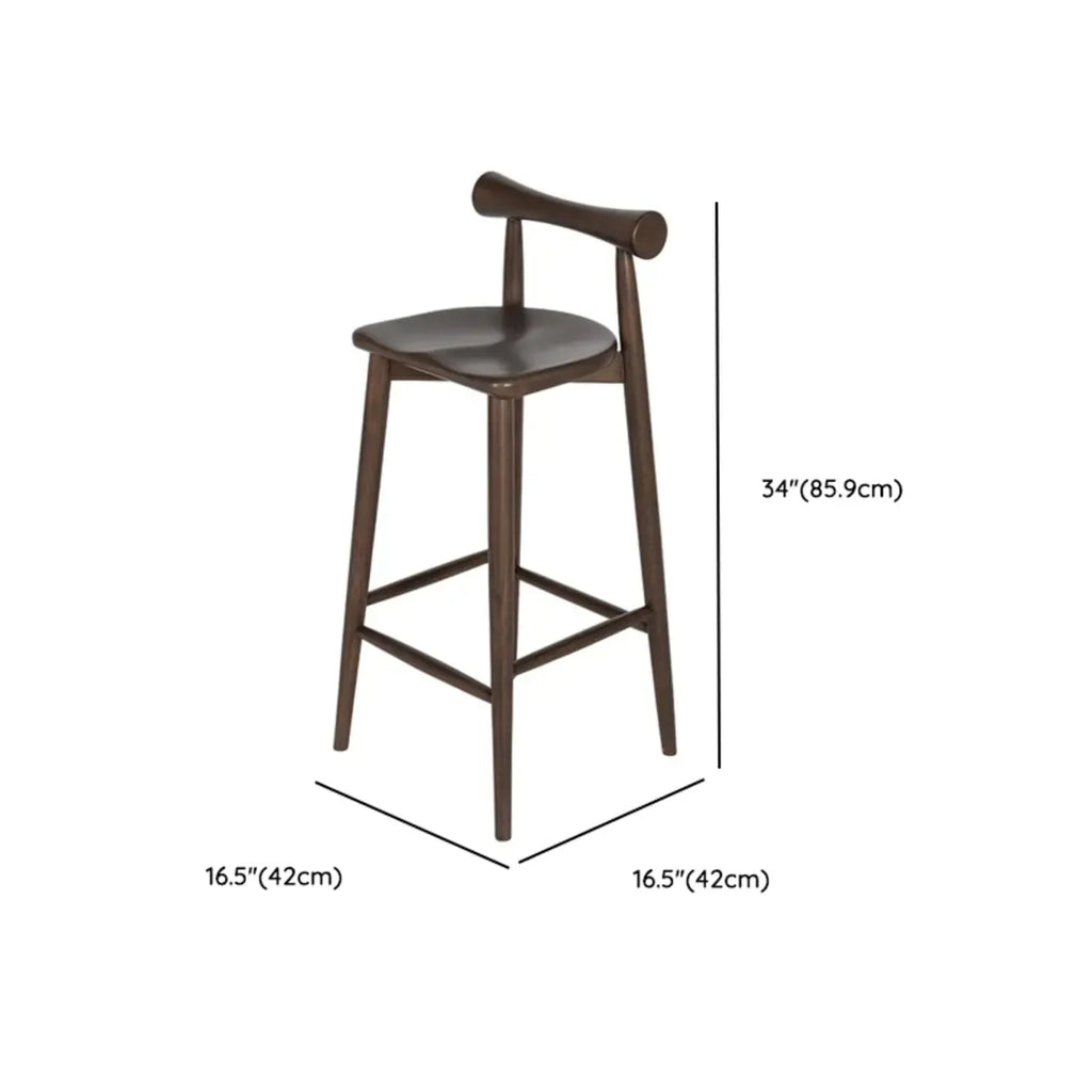 Minimalist Black Wooden Bar Stools with Backs