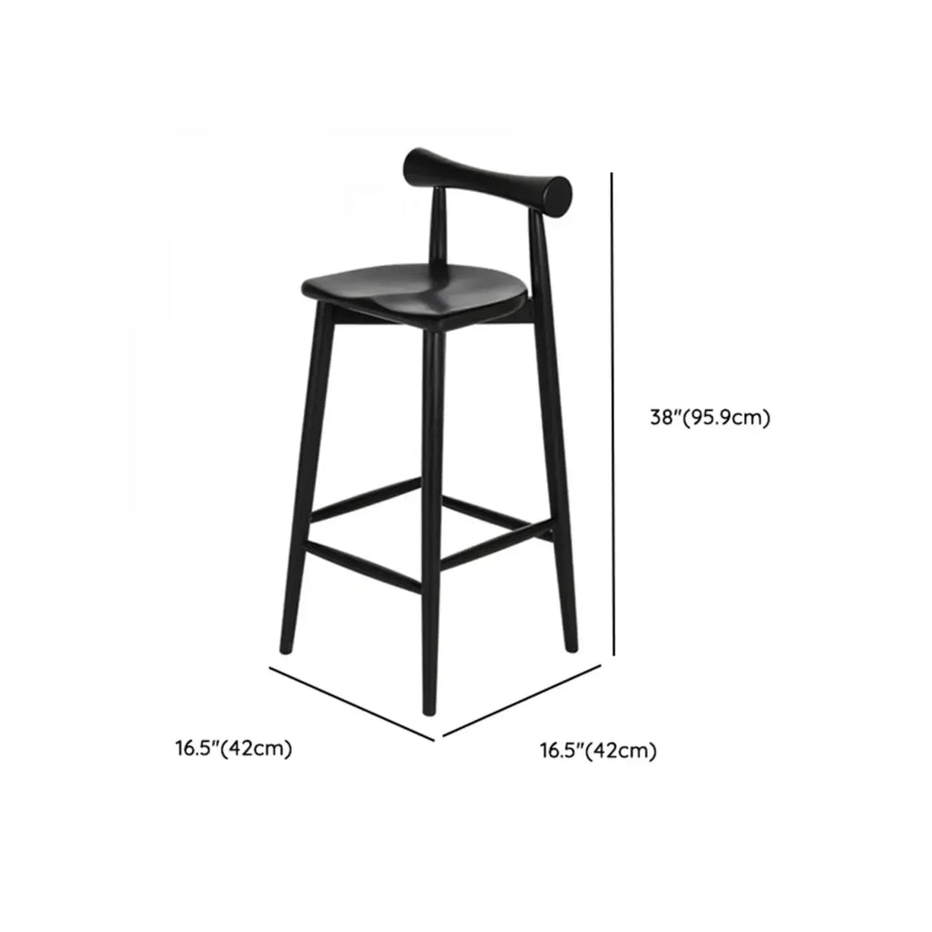 Minimalist Black Wooden Bar Stools with Backs