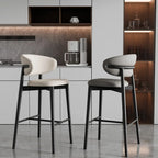 Art Deco Low Back Counter Height Leather Bar Stool