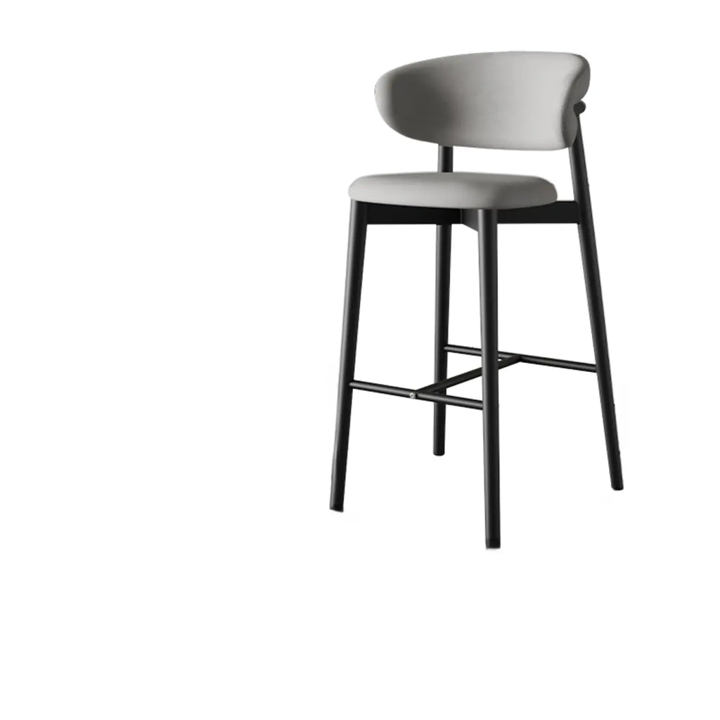 Art Deco Low Back Counter Height Leather Bar Stool