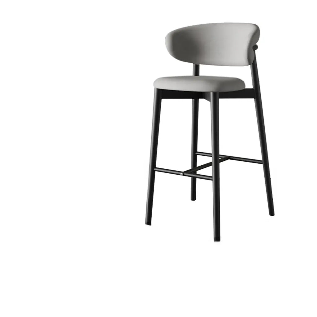 Art Deco Low Back Counter Height Leather Bar Stool