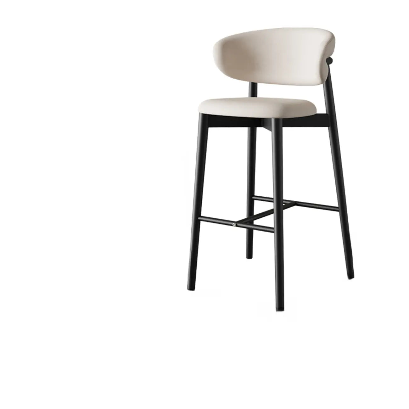 Art Deco Low Back Counter Height Leather Bar Stool